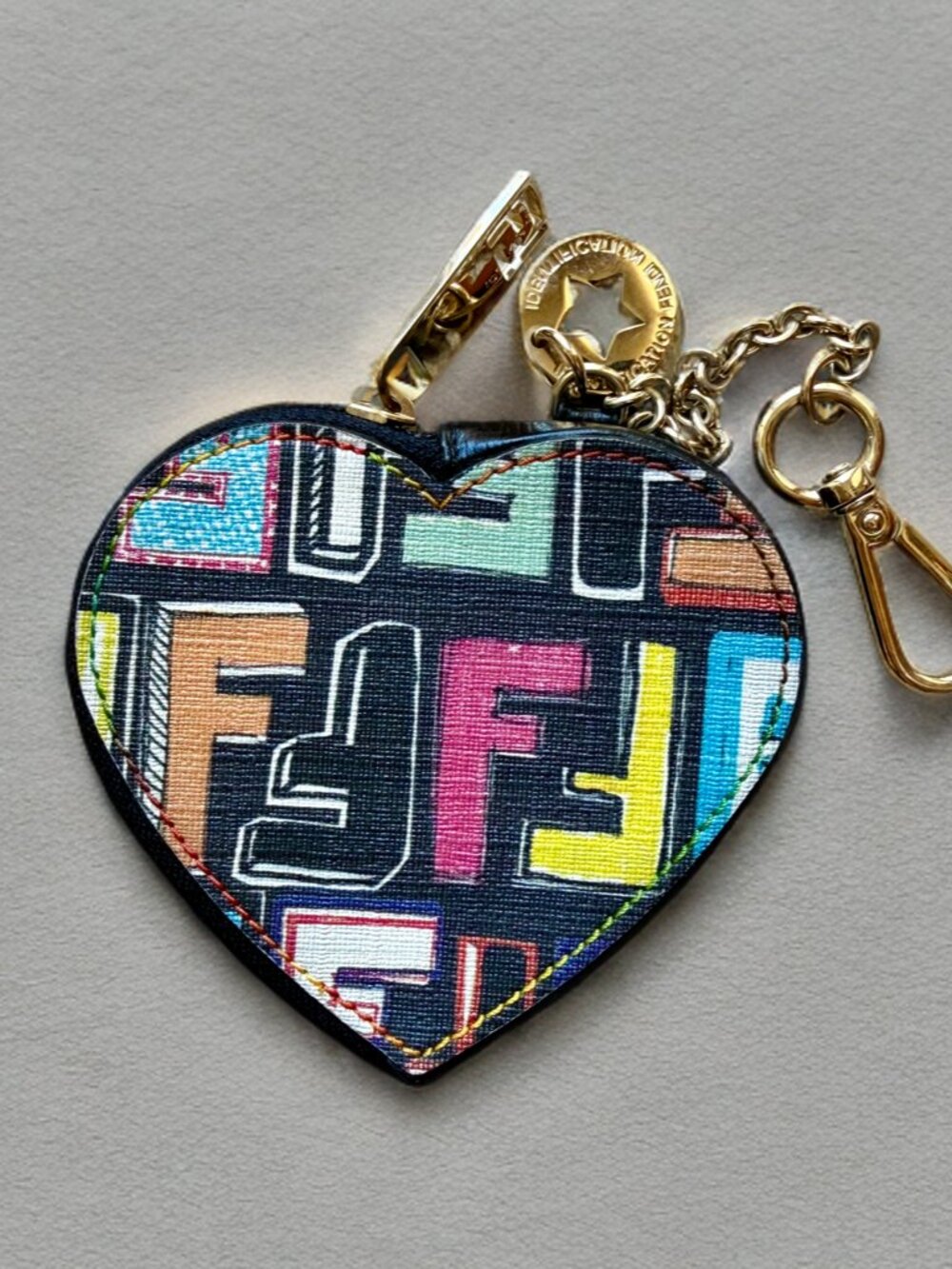 Fendi FF Multicolor Black Heart-shaped Coin Case